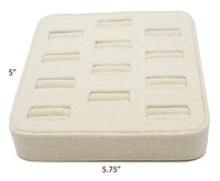 12 Slot Beige Linen Ring/Cufflink Tray Stand Holder