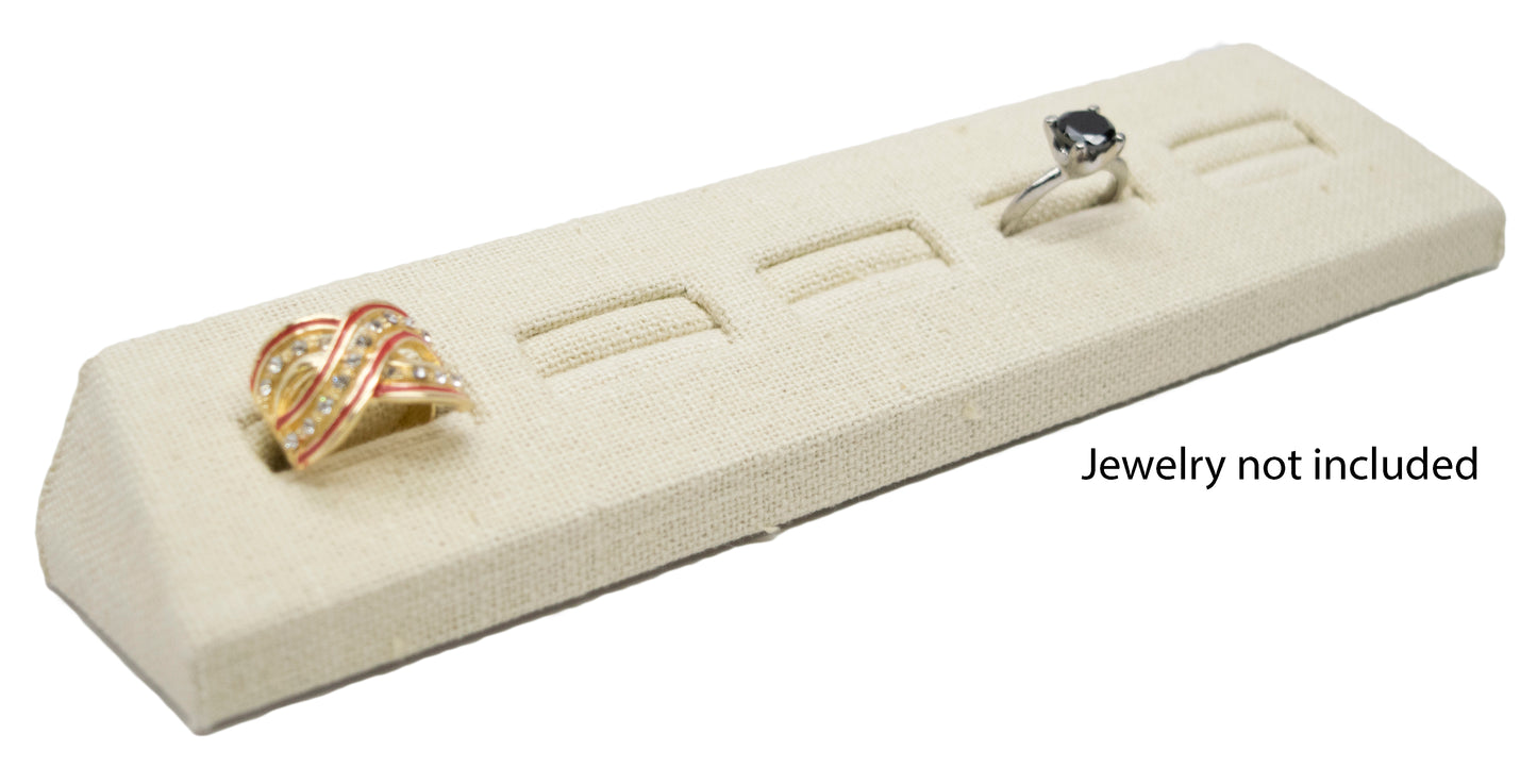 5 Slot Beige Linen Ring/Cufflink Tray Stand Holder Jewelry Display