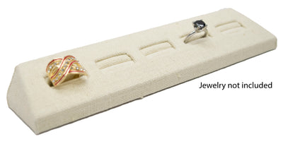 5 Slot Beige Linen Ring/Cufflink Tray Stand Holder Jewelry Display