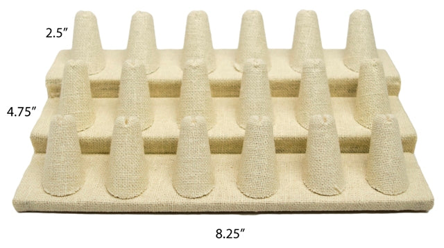 18 Slot Beige Linen Ring/Cufflink Tray Stand Holder Jewelry Display