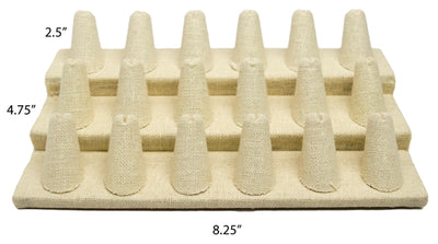 18 Slot Beige Linen Ring/Cufflink Tray Stand Holder Jewelry Display