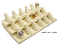 18 Slot Beige Linen Ring/Cufflink Tray Stand Holder Jewelry Display