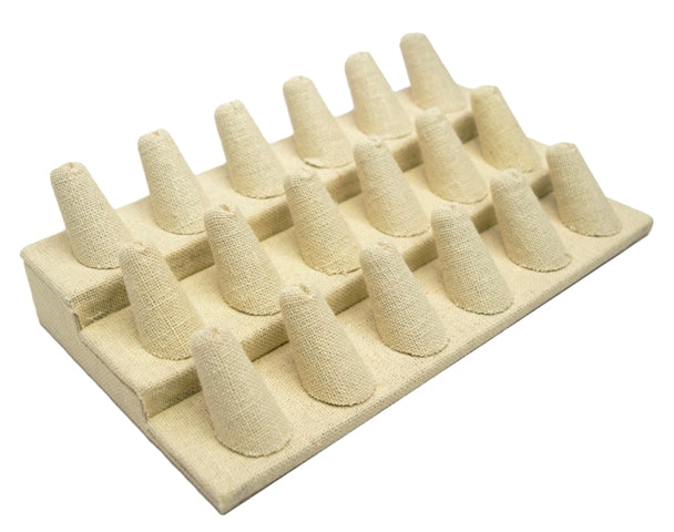 18 Slot Beige Linen Ring/Cufflink Tray Stand Holder Jewelry Display