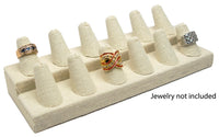 12 Finger Beige Linen Ring Stand Holder Jewelry Display