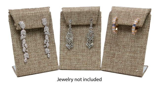 Burlap Leaning Drop Earring Jewelry Display Stand (Price for one)