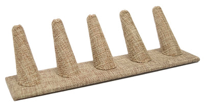 5 Finger Burlap Ring Stand Holder Jewelry Display