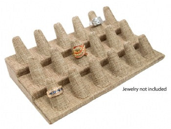 18 Finger Burlap Ring Stand Holder Jewelry Display