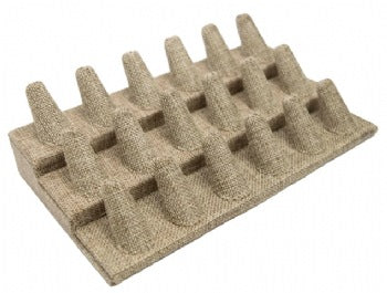 18 Finger Burlap Ring Stand Holder Jewelry Display