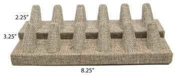 12 Finger Burlap Ring Stand Holder Jewelry Display