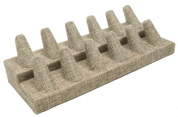 12 Finger Burlap Ring Stand Holder Jewelry Display