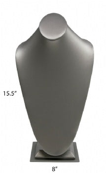 Steel Gray Leatherette Necklace Jewelry Display Bust Stand X-Large