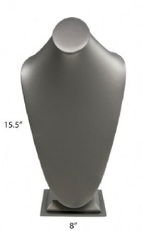 Steel Gray Leatherette Necklace Jewelry Display Bust Stand X-Large
