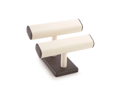 Chocolate/Beige Leatherette Twin Watch T-Bar