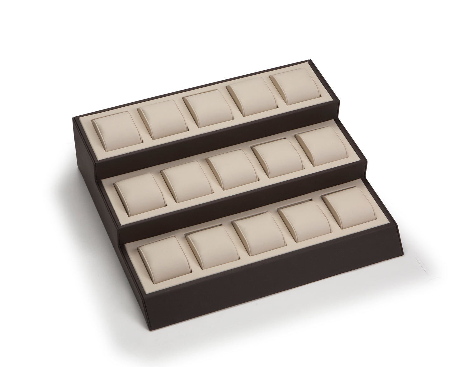 Chocolate/Beige Leatherette 15 Watch Display