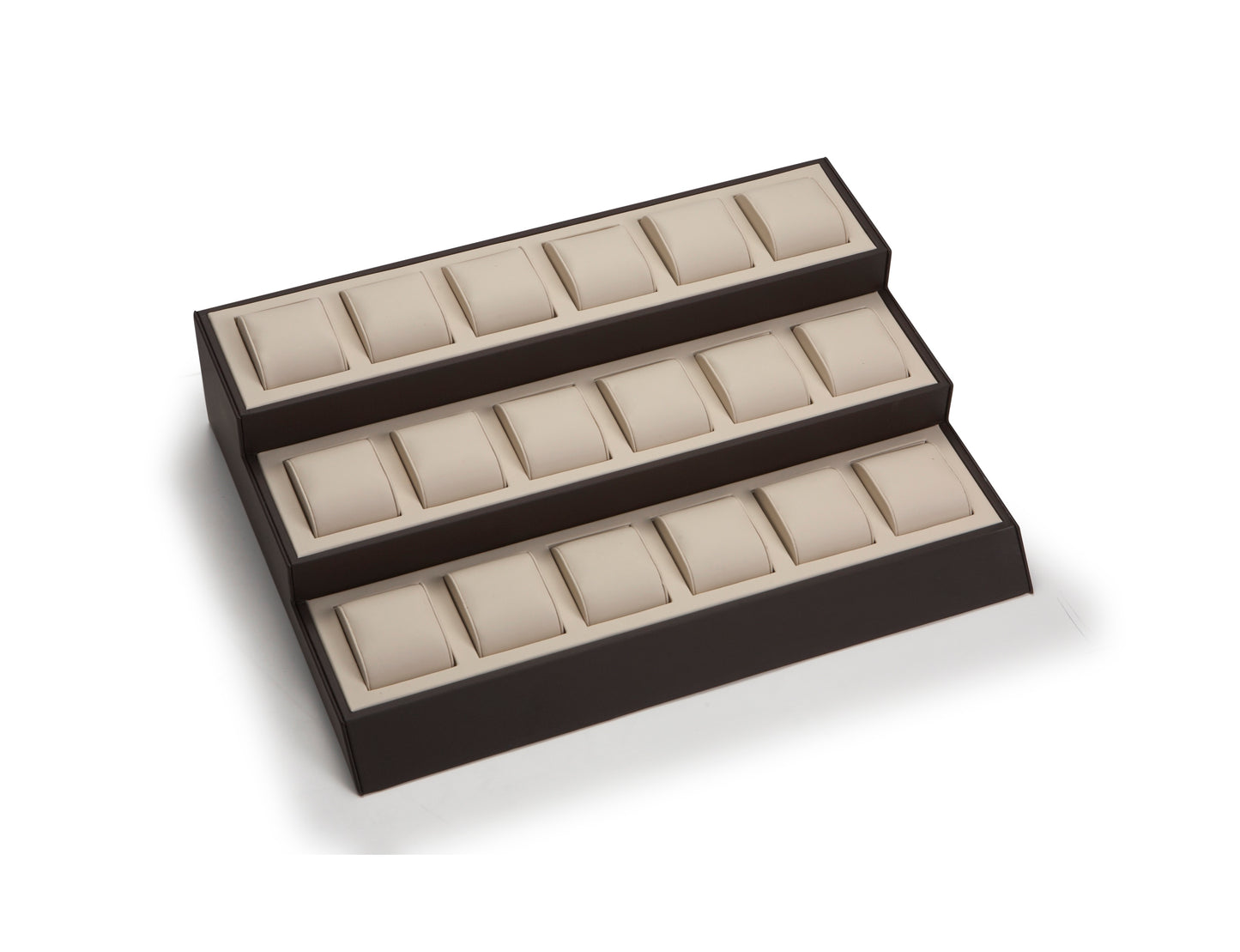 Chocolate/Beige Leatherette 18 Watch Display