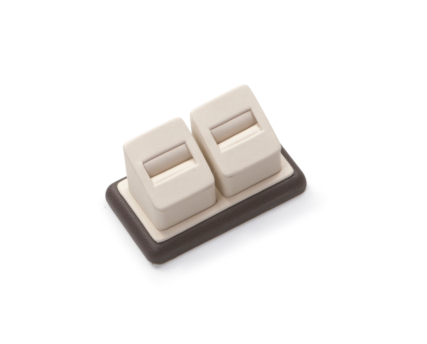 Chocolate/Beige Leatherette 2 Ring Slot Stand