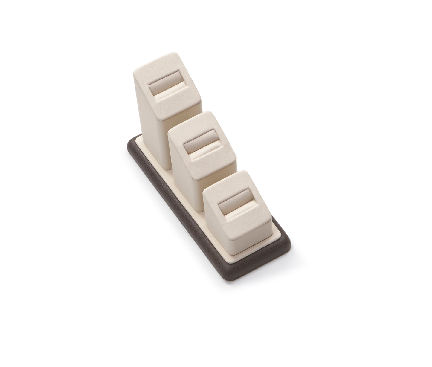 Chocolate/Beige Leatherette 3 Ring Slot Stand
