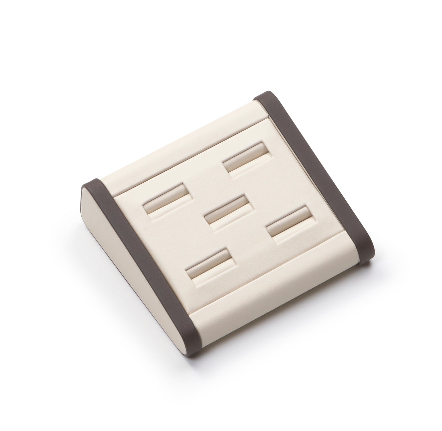 Chocolate/Beige Leatherette 5 Ring Slot Stand