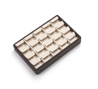 Chocolate/Beige Leatherette 20 Earring Tray