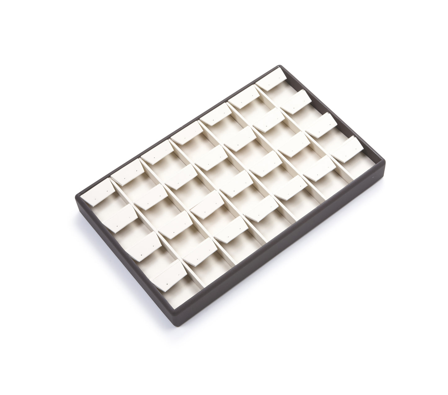 Chocolate/Beige Leatherette 28 Earring Tray