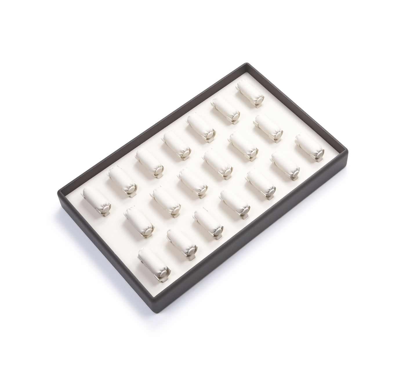 Chocolate/Beige Leatherette 20 Ring Tray