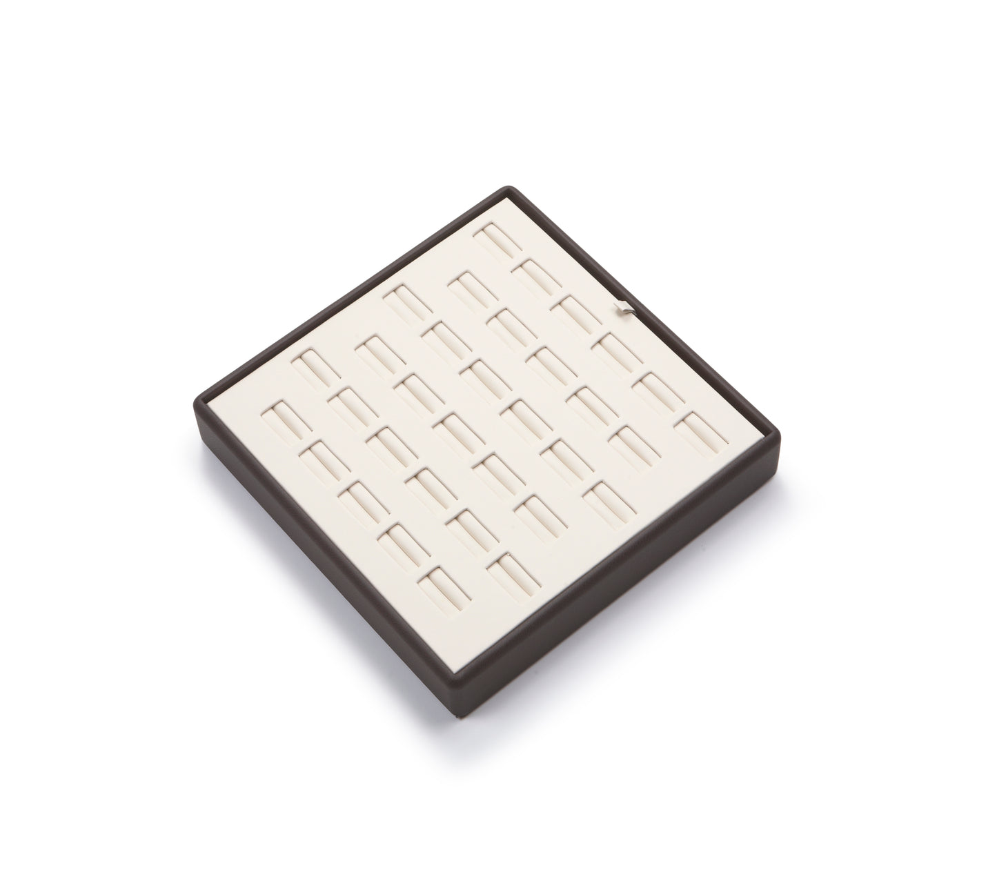 Chocolate/Beige Leatherette 33 Slot Ring Tray