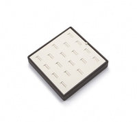 Chocolate/Beige Leatherette 18 Slot Ring Tray
