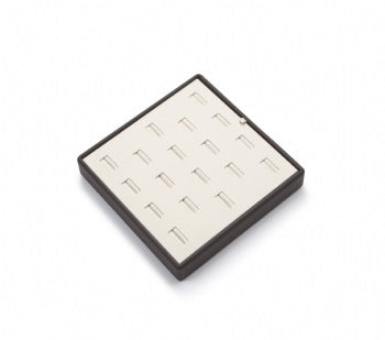Chocolate/Beige Leatherette 18 Slot Ring Tray