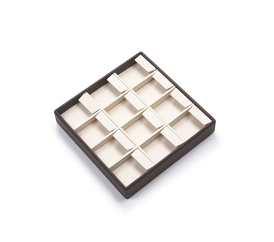 Chocolate/Beige Leatherette 12 Earring Tray