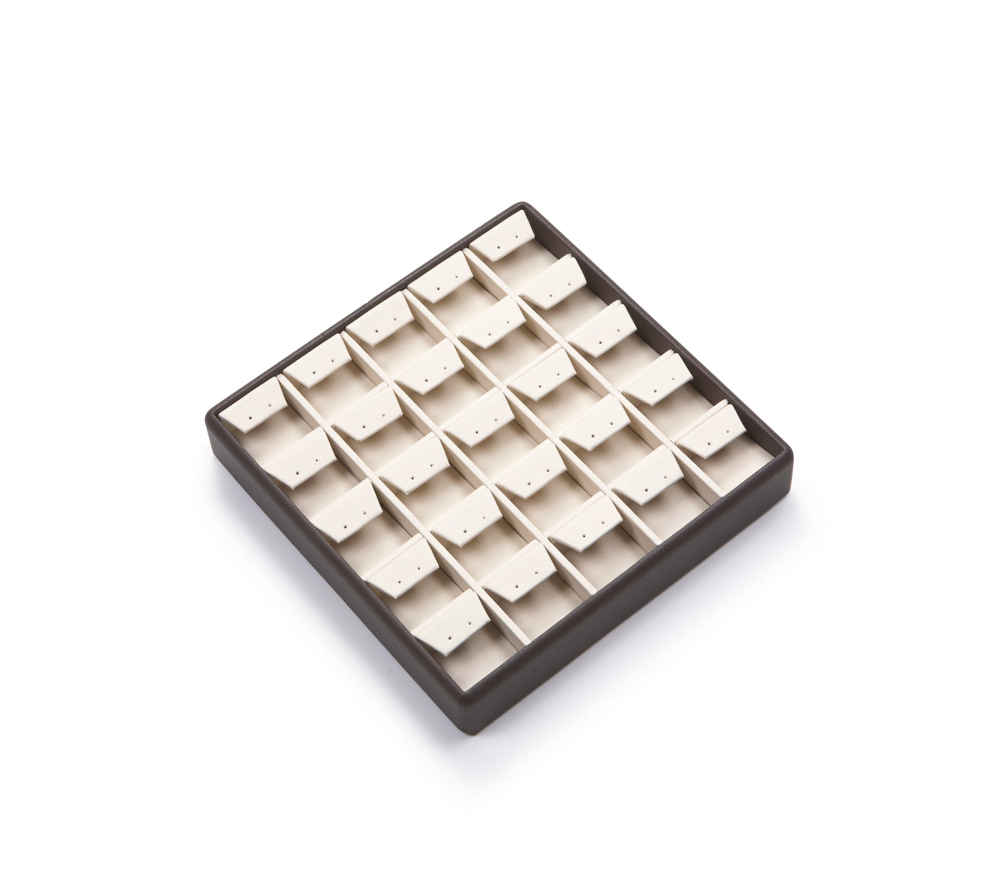 Chocolate/Beige Leatherette 25 Earring Tray