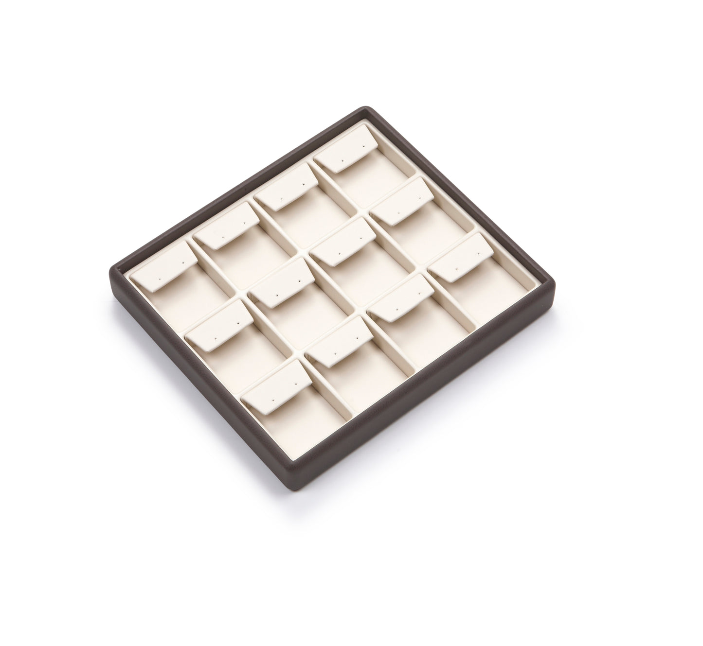 Chocolate/Beige Leatherette Light Weight 12 Earring tray