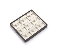 Chocolate/Beige Leatherette Light Weight 9 Earring Tree Tray