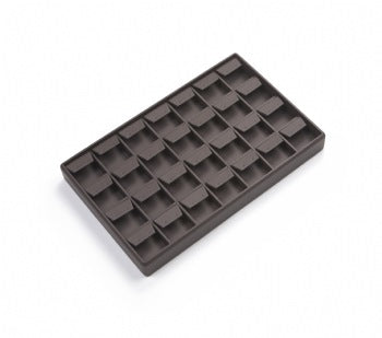 Chocolate Leatherette 28 Earring Tray
