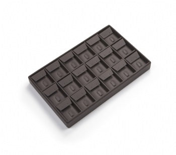 Chocolate Leatherette 18 Clip Ring/Earring Tray