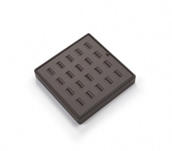 Chocolate Leatherette 20 Slot Ring Tray