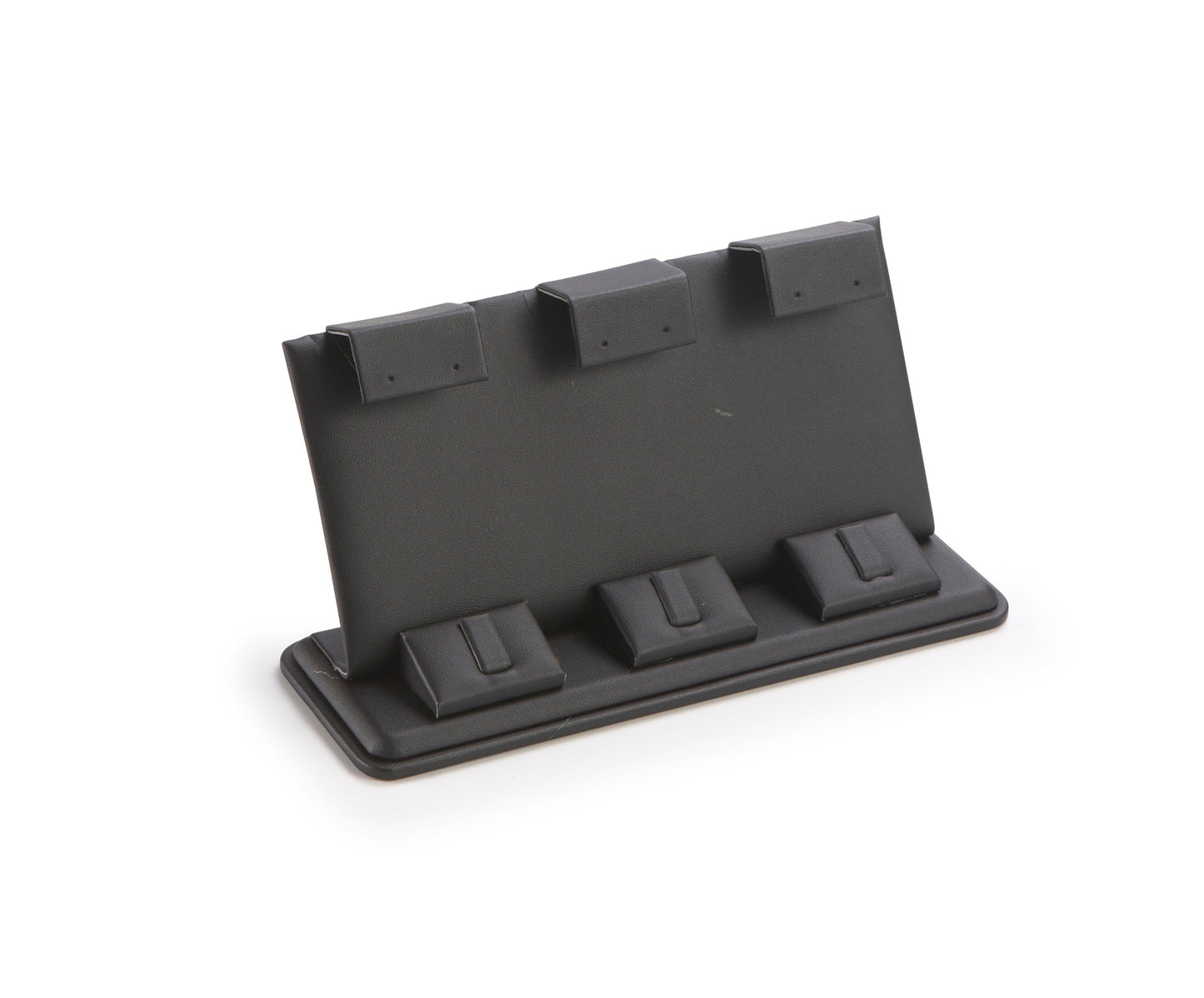 Black Leatherette 3 Pairs Earring/Ring Stand