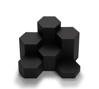 Black Leatherette 6 Pc Hexagon Risers