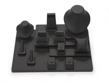 Black Leatherette Showcase Display Set