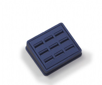 Navy Blue Leatherette 9 Slot Ring Stand