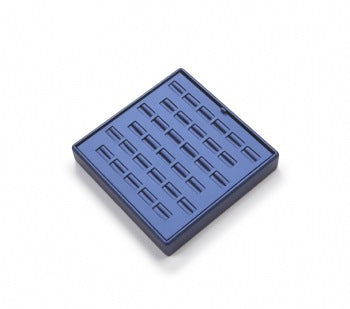 Navy Blue Leatherette 33 Slot Ring Tray