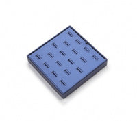 Navy Blue Leatherette 18 Slot Ring Tray