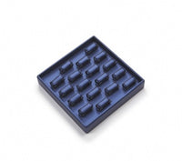 Navy Blue Leatherette 18 Bar Ring Tray