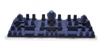 Navy Blue Leatherette Showcase Display Set