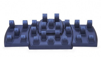 Navy Blue Leatherette Showcase Display Set