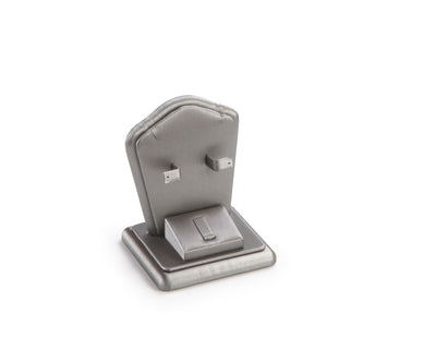 Silver Gray Leatherette Ring/Earring/Pendant Stand