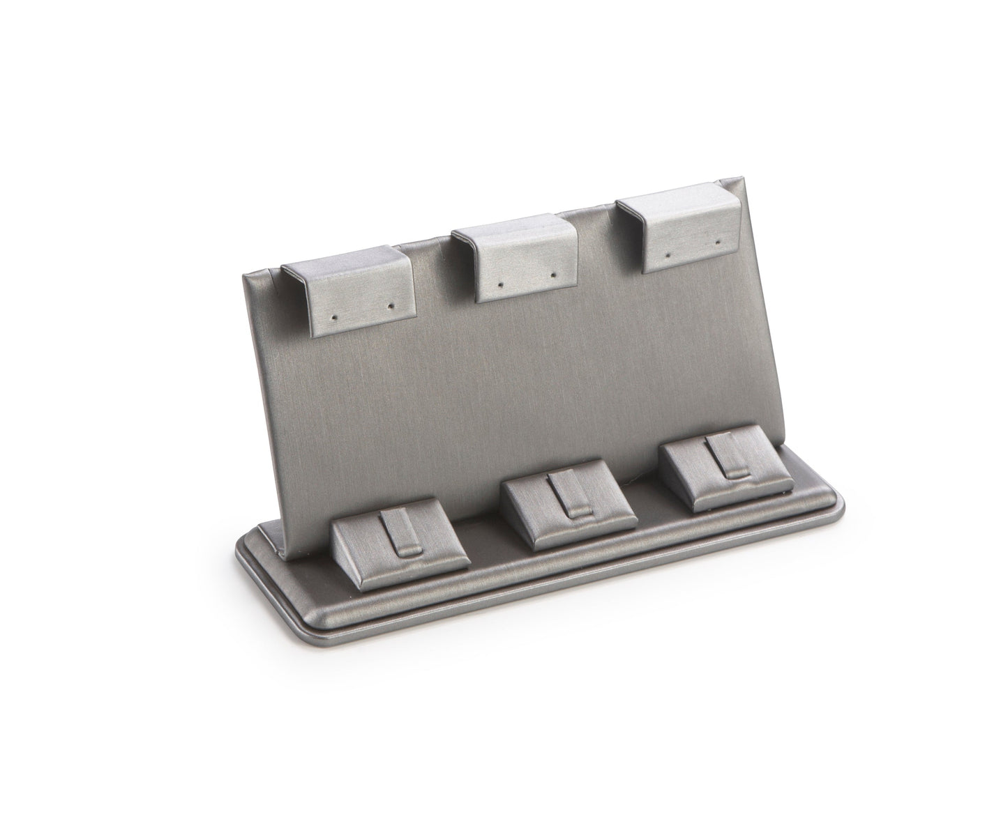 Silver Gray Leatherette 3 Pairs Earring/Ring Stand