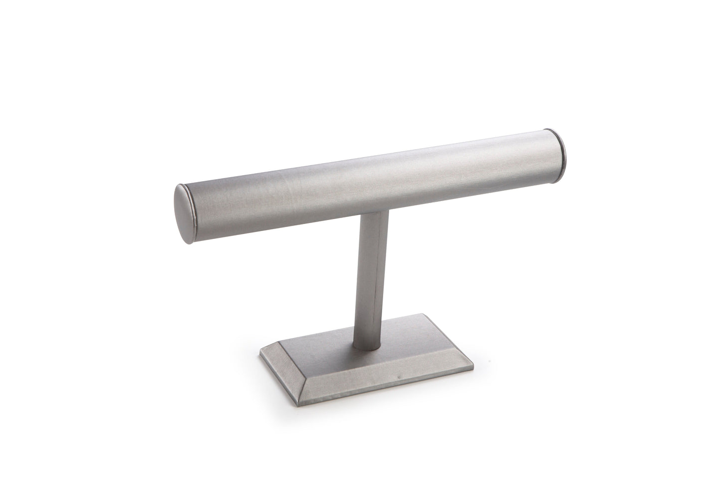 Silver Gray Leatherette Medium Bangle T-Bar