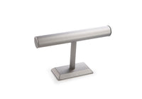 Silver Gray Leatherette Medium Bangle T-Bar