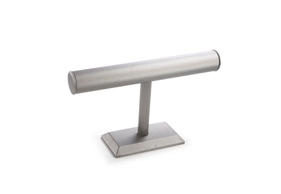 Silver Gray Leatherette Medium Bangle T-Bar