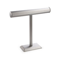Silver Gray Leatherette Tall Bangle T-Bar